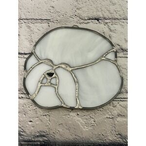 Vintage Stained Glass Sun Catcher Bichon Frise White 5" X 5"
